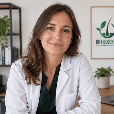 Camille Reynaud, docteur en pharmacie et experte en santé capillaire, autrice de dht-blocker.fr